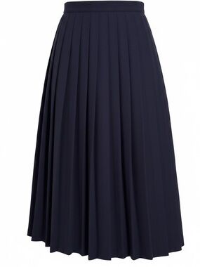 Vintage Jara Pleated Midi Skirt in Deep Black.